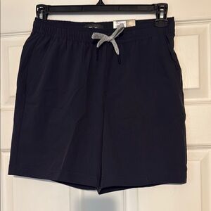 Men's Navy Elastic Waist Swim Shorts with Contrast Drawstring